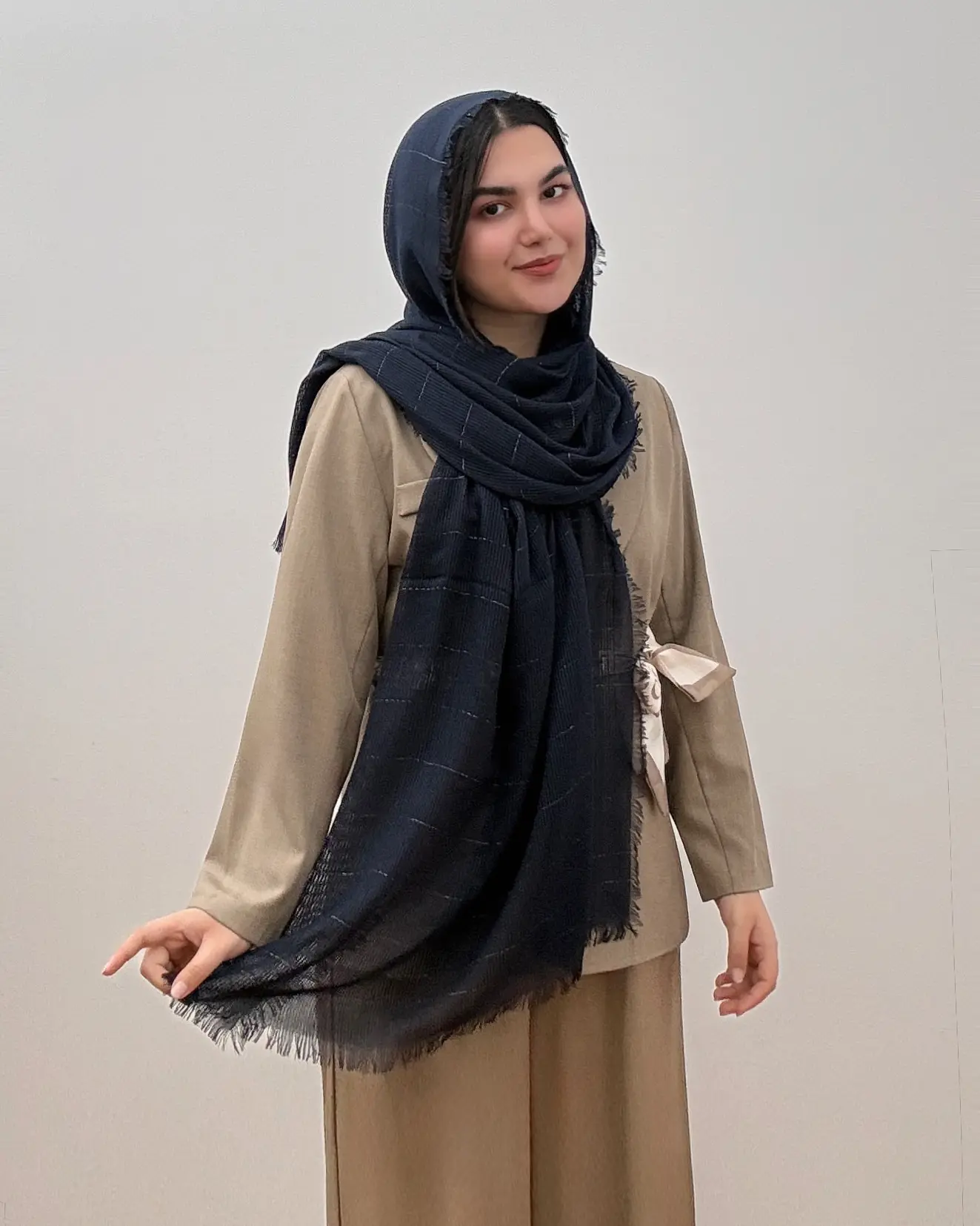 شال نخی و خنک مدل حصیری